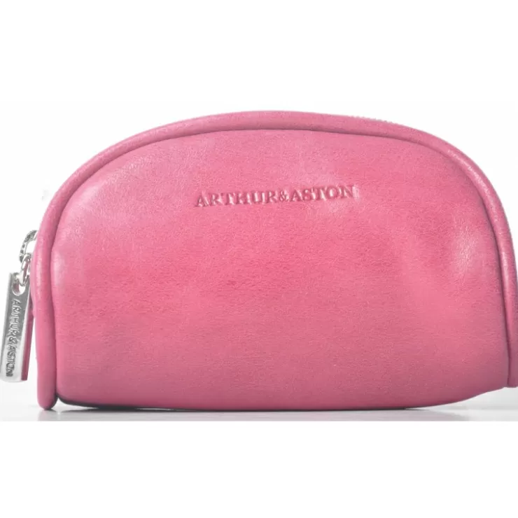 Store Arthur et Aston Porte-Monnaie Demi-Lune En Cuir Huile Rose