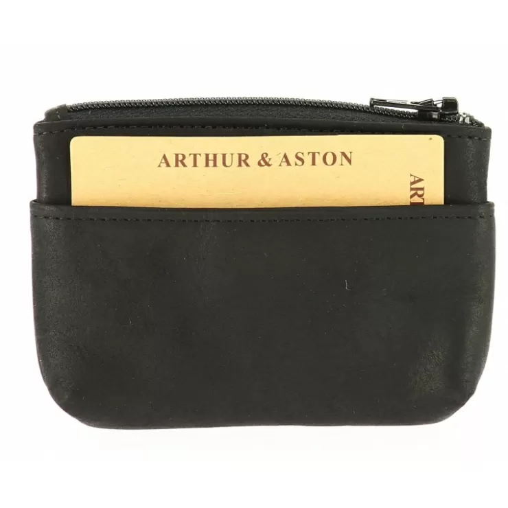 New Arthur et Aston Porte-Monnaie Zippe Cuir Gras